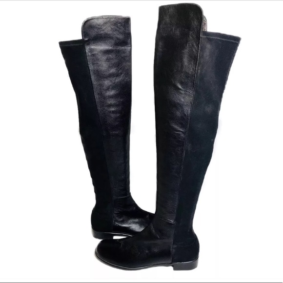 Stuart Weitzman 50/50 Black Leather Boot 11.5 N - Picture 3 of 7
